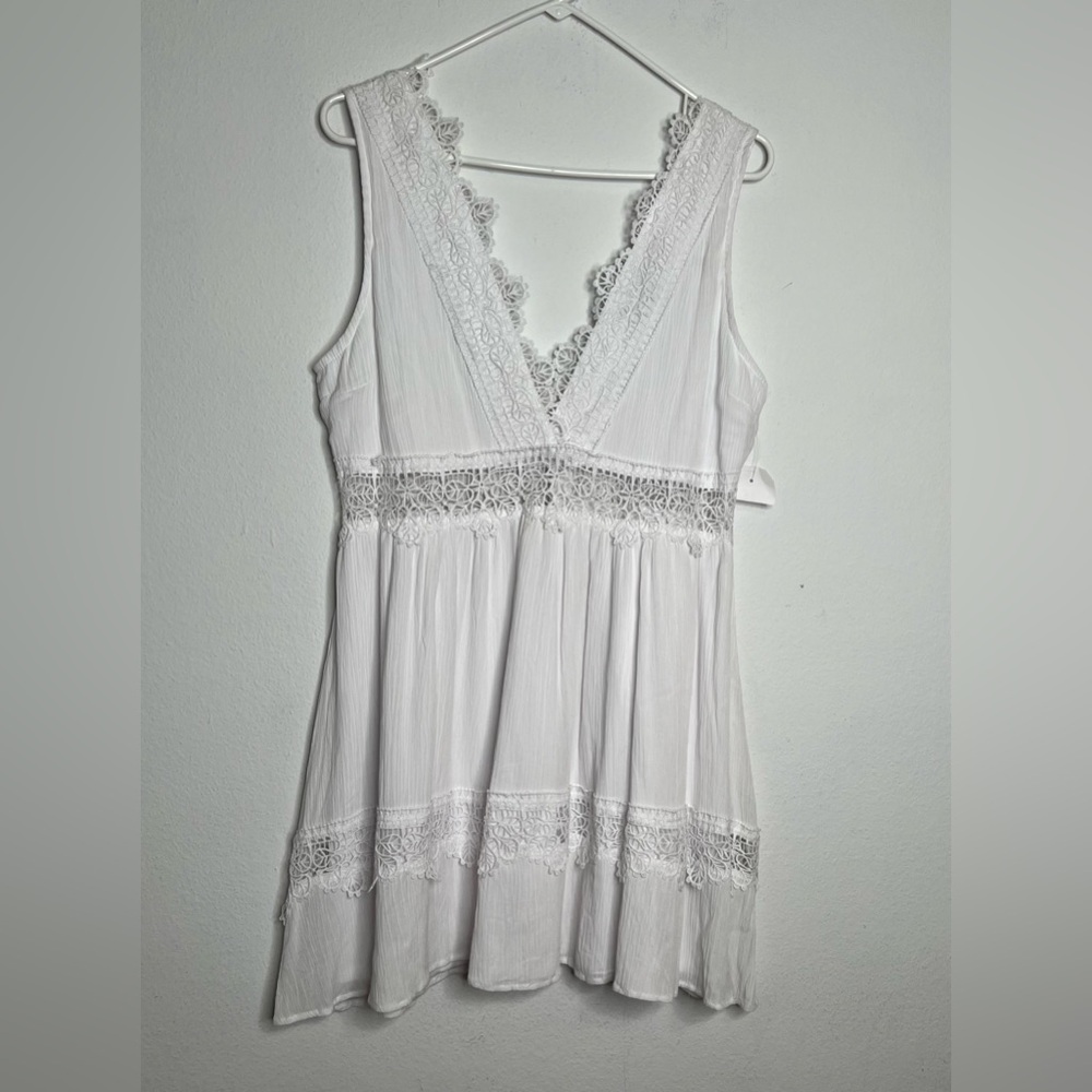 Faded Rose Sundress Crochet  White S Womens JR XLarge
